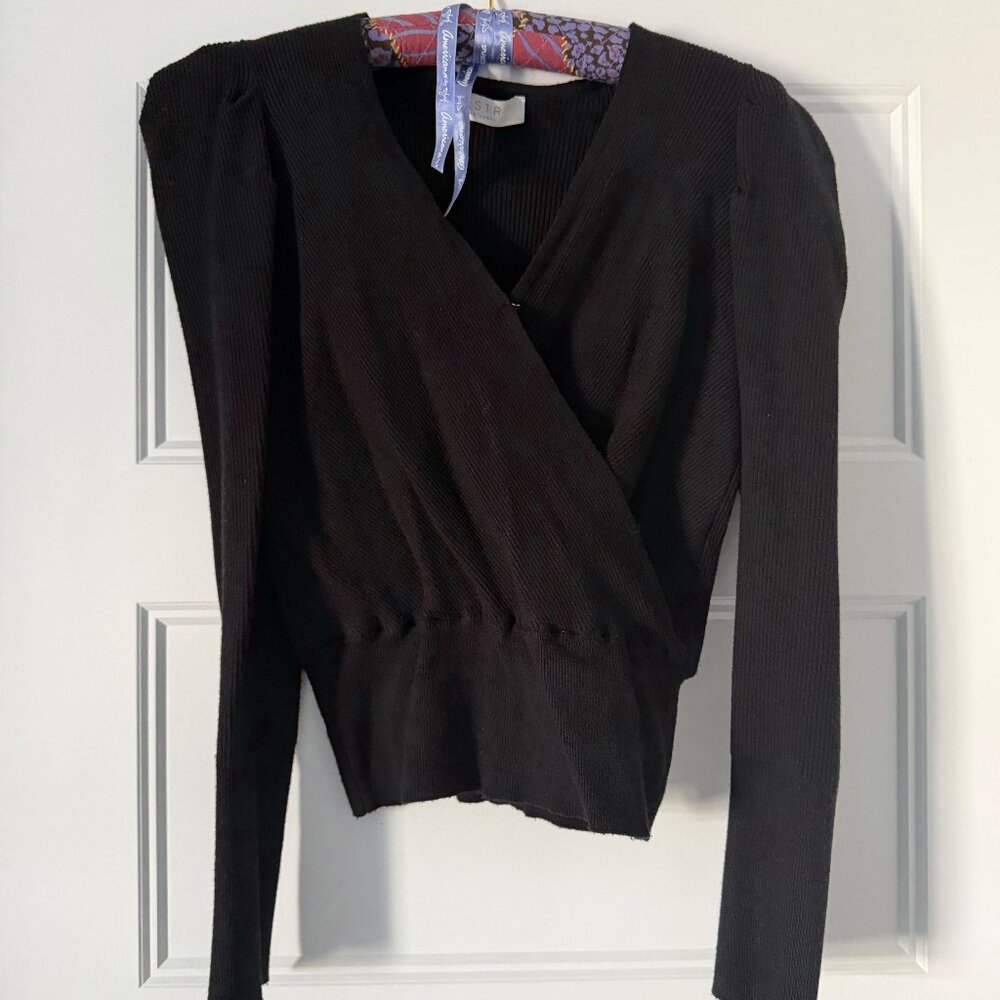 ASTR THE LABEL BLACK CROSS FRONT SWEATER